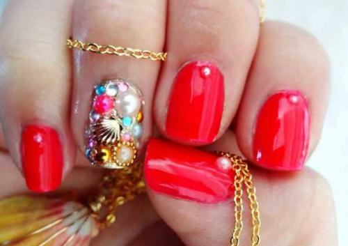 Красный с жемчугом маникюр. Наследие морских глубин 11 Красный с жемчугом маникюр. Наследие морских глубин 11