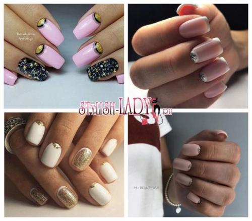 Лунный маникюр с блестками. Оригинальный лунный маникюр с блестками