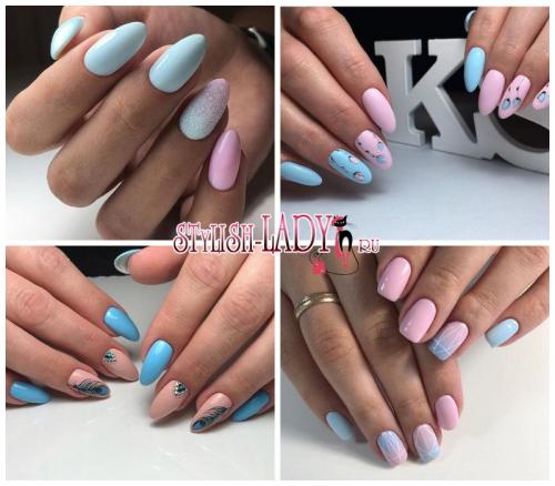 Маникюр с голубым и розовым лаком. Розовый или голубой? Не нужно выбирать! Весенний розово-голубой маникюр