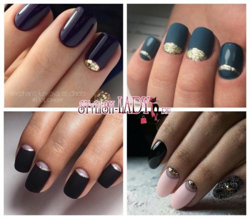 Лунный маникюр с блестками. Оригинальный лунный маникюр с блестками