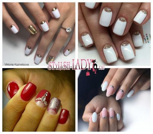 Лунный маникюр с блестками. Оригинальный лунный маникюр с блестками