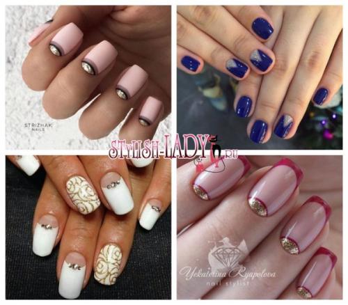 Лунный маникюр с блестками. Оригинальный лунный маникюр с блестками