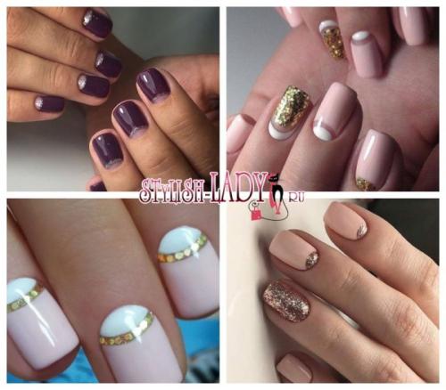 Лунный маникюр с блестками. Оригинальный лунный маникюр с блестками