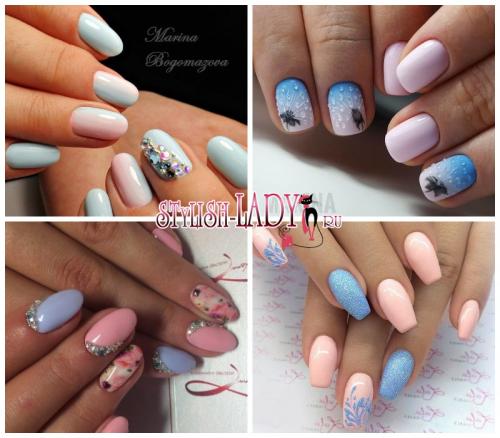 Маникюр с голубым и розовым лаком. Розовый или голубой? Не нужно выбирать! Весенний розово-голубой маникюр