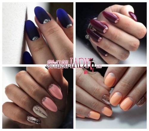 Лунный маникюр с блестками. Оригинальный лунный маникюр с блестками