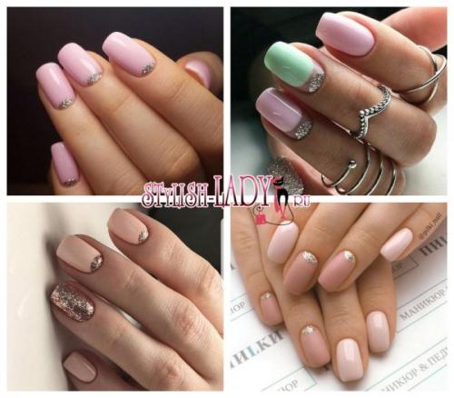 Лунный маникюр с блестками. Оригинальный лунный маникюр с блестками