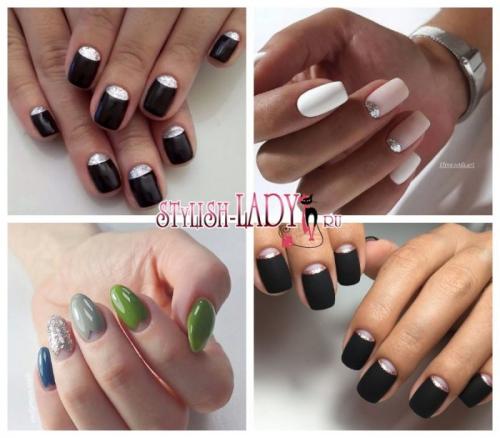 Лунный маникюр с блестками. Оригинальный лунный маникюр с блестками