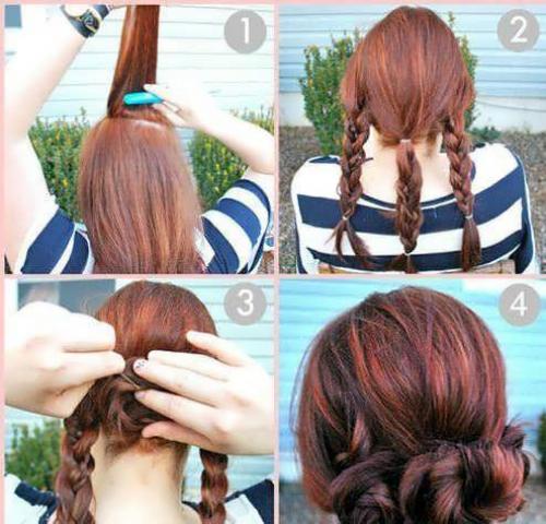 Лёгкие причёски на средние волосы. Пучки на средние волосы