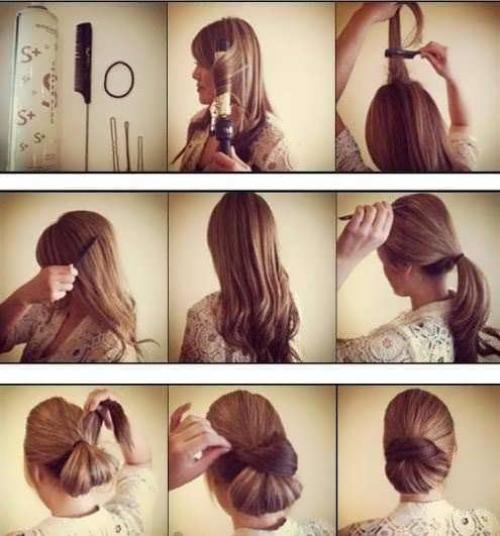 Лёгкие причёски на средние волосы. Пучки на средние волосы