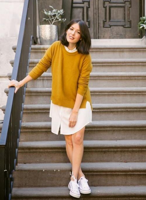 Объемный свитер с юбкой. Рекомендации от стилистов