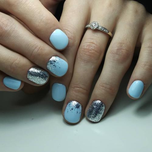 Голубые ногти 2019. Маникюр 2019 на длинные и короткие ногти в голубом цвете