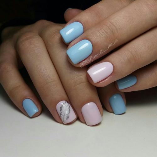 Голубые ногти 2019. Маникюр 2019 на длинные и короткие ногти в голубом цвете