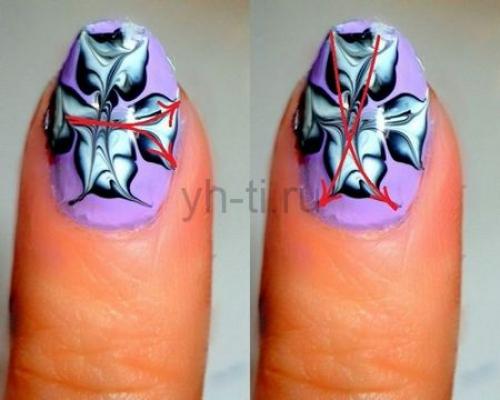 Как нарисовать цветок на ногтях иголкой. Рисунки на ногтях иголкой: цветок. Урок 4