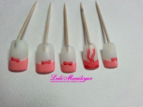 Как рисовать бантики на ногтях. Маникюр с бантиками - пошагово 05