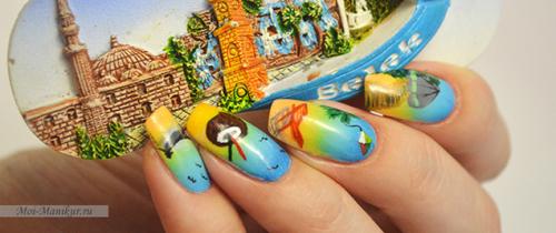 Дизайн акриловыми красками на гель лаке. Рисунки акриловыми красками