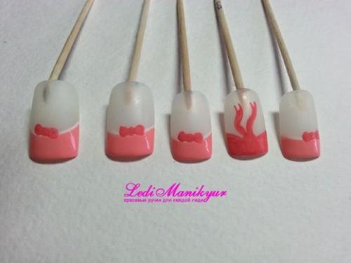 Как рисовать бантики на ногтях. Маникюр с бантиками - пошагово 04