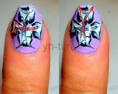 Как нарисовать цветок на ногтях иголкой. Рисунки на ногтях иголкой: цветок. Урок 4