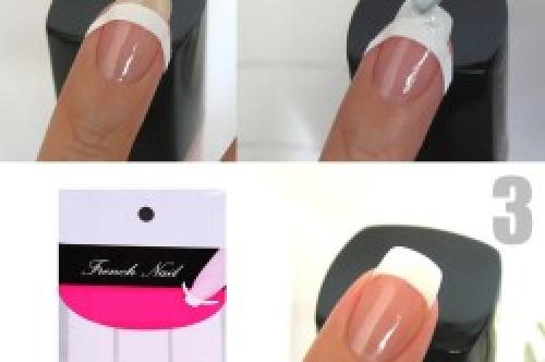 Френч гель-лаком трафаретом. Французский маникюр гель-лаком для начинающих 04 Френч гель-лаком трафаретом. Французский маникюр гель-лаком для начинающих 04