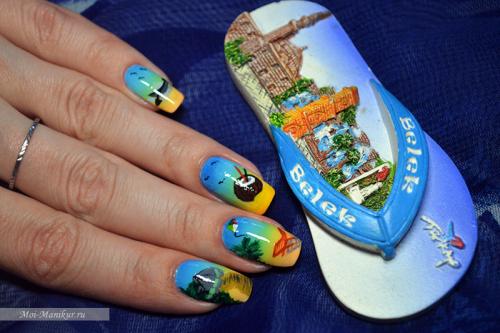 Дизайн акриловыми красками на гель лаке. Рисунки акриловыми красками