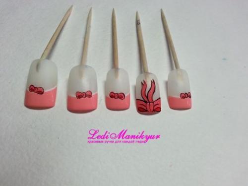 Как рисовать бантики на ногтях. Маникюр с бантиками - пошагово 06