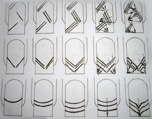 Маникюр рисование иголкой на ногтях. Схемы рисунков иголкой на ногтях