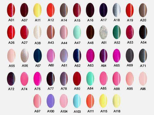 Палитра гель-лаков Блюскай с номерами. Популярные цвета шеллака Блюскай на палитре-2019