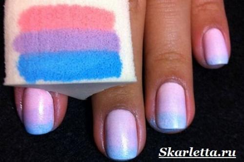 Градиент на ногтях губкой. Что такое градиентный маникюр? Как делать градиентный маникюр?