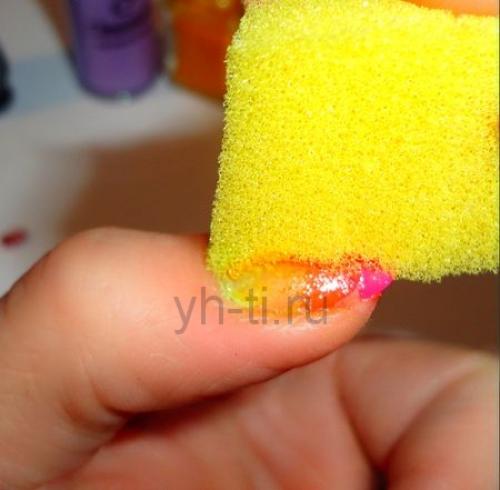 Маникюр с губкой бобом. Маникюр с помощью губки с эффектом омбре