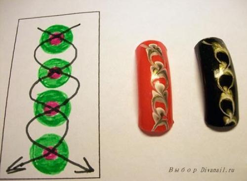 Маникюр рисование иголкой на ногтях. Схемы рисунков иголкой на ногтях