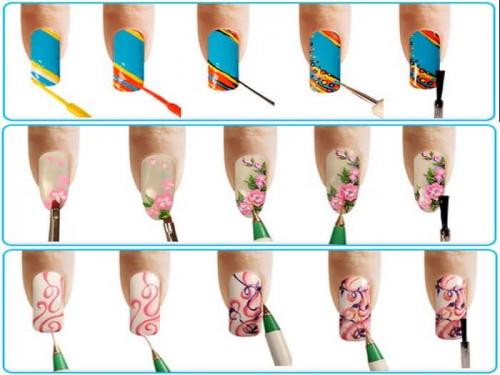 Рисунки на ногтях гель лаком пошагово. Чем рисуют узоры на ногтях?
