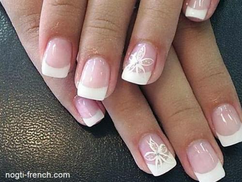 Френч гель-лаком с трафаретом. Модный маникюр 2014. Как сделать лунный маникюр гель-лаком и лаком для ногтей. Три способа нанесения.