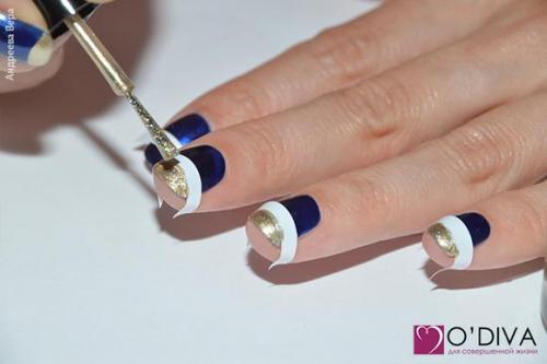 Френч гель-лаком с трафаретом. Модный маникюр 2014. Как сделать лунный маникюр гель-лаком и лаком для ногтей. Три способа нанесения.