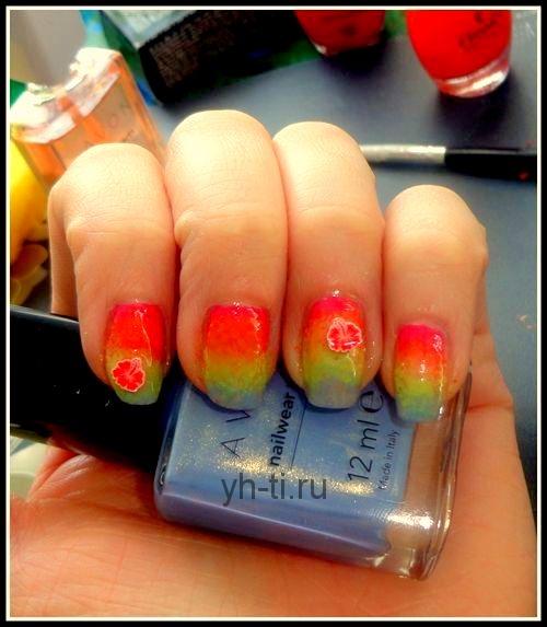 Маникюр с губкой бобом. Маникюр с помощью губки с эффектом омбре