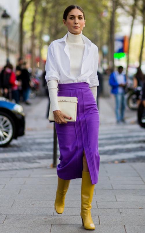 С чем носить юбку миди зимой. Прямой крой