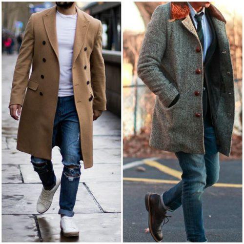 Как носить мужское пальто с кроссовками. Под какую одежду носить мужское пальто