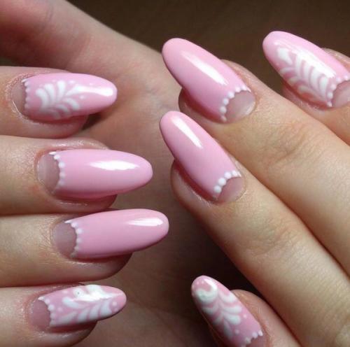 Бело-розовый маникюр. Маникюр белый с розовым