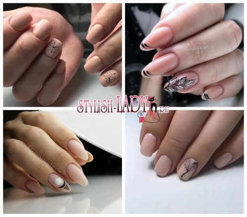 Маникюр нюд с черным. Нюд + черный — 40 идеи модного маникюра с сочетанием черного и нюдового лаков