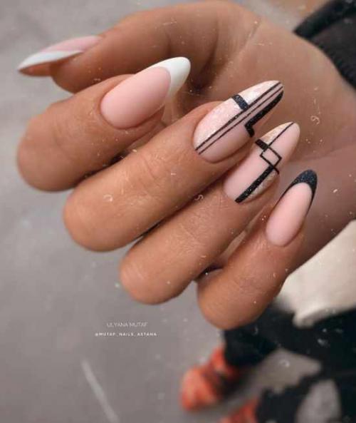 Черный маникюр с серебряными полосками. Маникюр с полосками 2022: 100 фото, модный дизайн