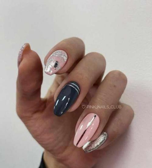 Черный маникюр с серебряными полосками. Маникюр с полосками 2022: 100 фото, модный дизайн