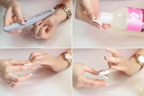 Как снять фольгу после нанесения гель-лака. Снятие гель-лака и наращенных ногтей с использованием фольги