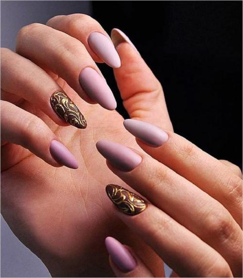 Трендовый матовый маникюр 2022. Матовый маникюр на длинные ногти 02