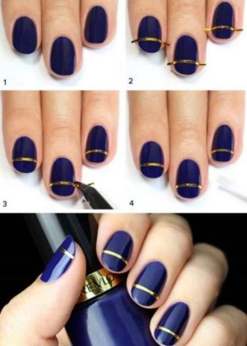 Как клеить полоски на гель-лак. Способ 1 — Маникюр с полосками — лентами 04