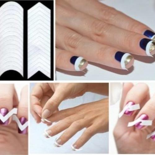 Как сделать френч на ногтях. С трафаретами 09