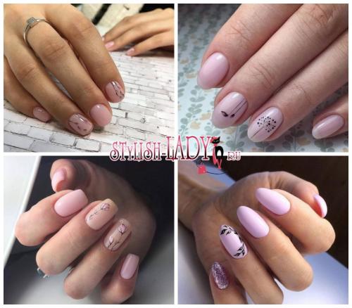 Можно ли делать черничный маникюр с розовым на коротких ногтях. Розовый маникюр с черными цветами и веточками: элегантный графичный дизайн