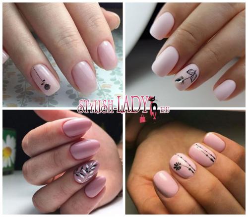 Можно ли делать черничный маникюр с розовым на коротких ногтях. Розовый маникюр с черными цветами и веточками: элегантный графичный дизайн