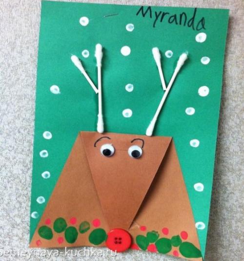 Как сделать объемного оленя из картона. Для детей.
