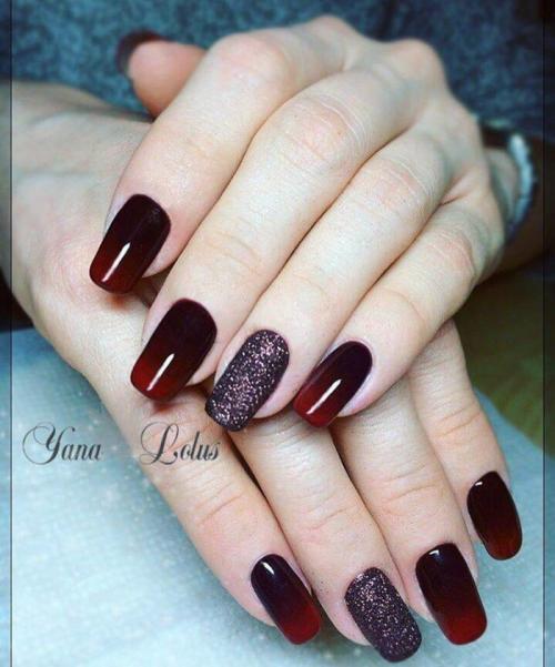 Маникюр красный с черным и серебром. Дизайн красно-черных ногтей омбре 2020-2021