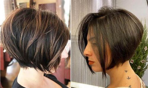 Градуированный боб-каре с пышным затылком и удлинением к лицу. Кому подойдет