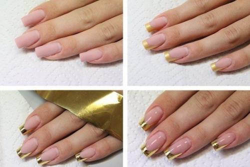 Золото во французском маникюре. Золотой френч: 48 идей, которые смотрятся беспощадно дорого 17 Золото во французском маникюре. Золотой френч: 48 идей, которые смотрятся беспощадно дорого 17