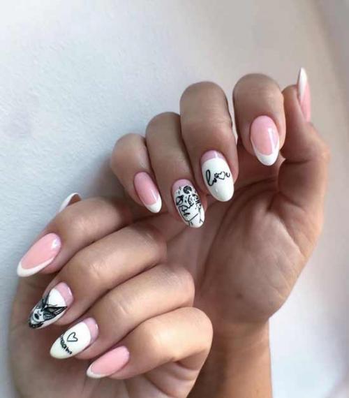 Французский маникюр с рисунком: фото-новинки френча